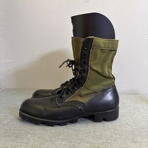 Ro-Search Jungle Boots Mens 7.5W Black Olive Canvas‎ Military Panama Lug Sole